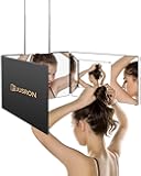 JUSRON 360 Viewing Angle Self Hair Cutting Mirror, Clear Anti-Fog HD Glass (Black Without LED Without Accessories)