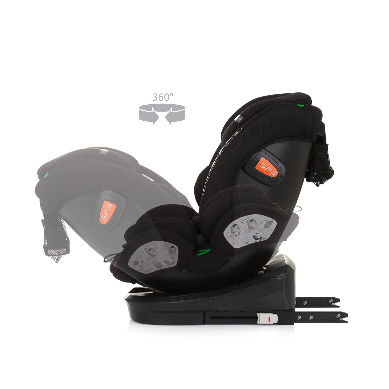 Chipolino seggiolino per bambini Volare i-Size Isofix girevole, top tether, colorazione:nero