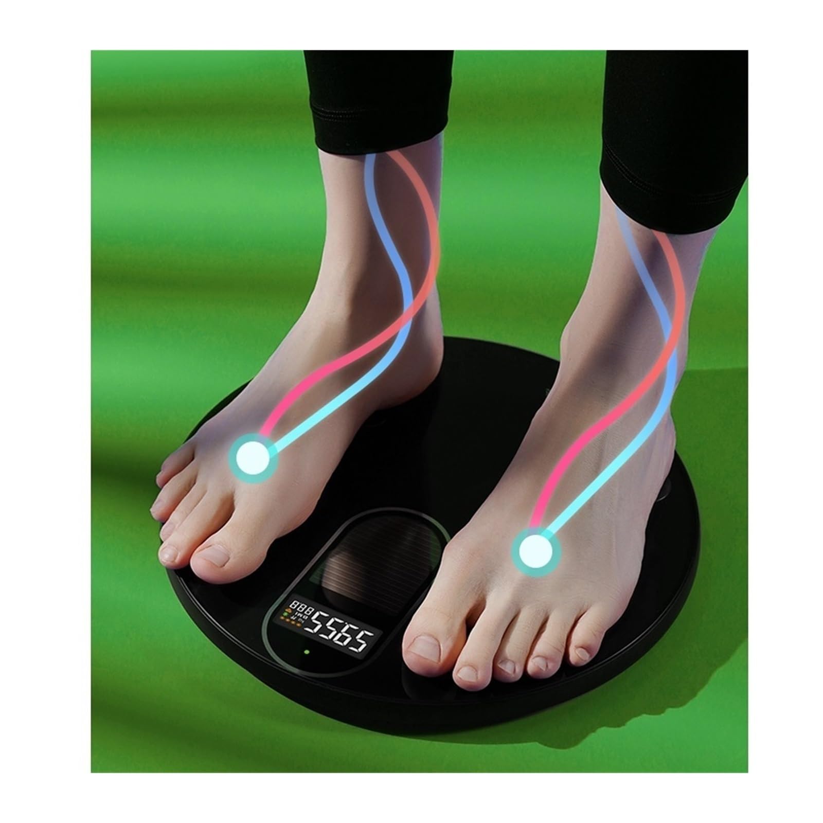 Báscula De Peso Digital Corporal Carga De Energía Solar Y Ligera Báscula Inteligente Balanza Bioimpedancia Grasa Corporal Báscula De Baño IMC(White)