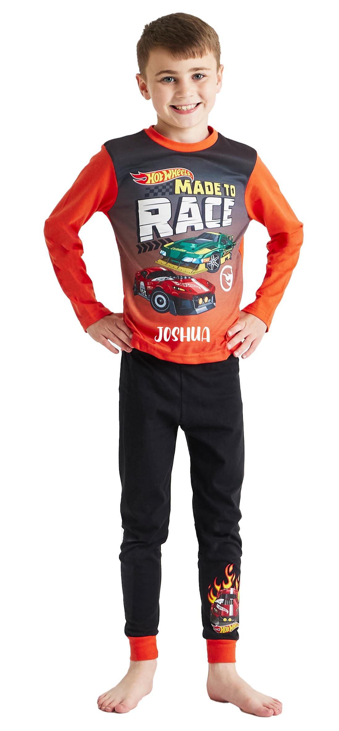 Hot Wheels Boys Personalised Made To Race Personalised Pyjamas Racing Cars Made To Race Pjs Nightwear (, 3-4 Years)
