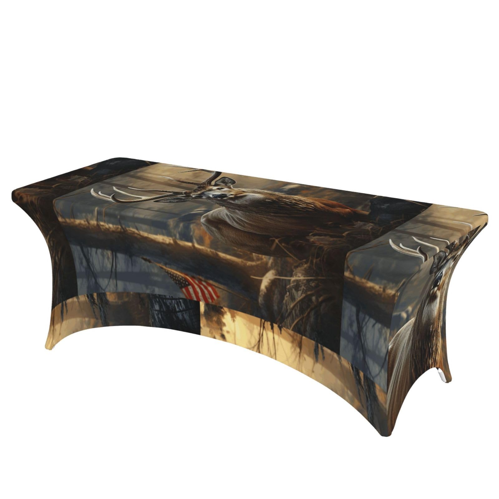 LMNGH Deer Hunting Season Decorative Tablecloth Protector for Wedding, Banquet & Parties6FT Spandex Rectangle Tablecloths, Stretch Washable Table Cloth Wrinkle Free Patio Table Cover