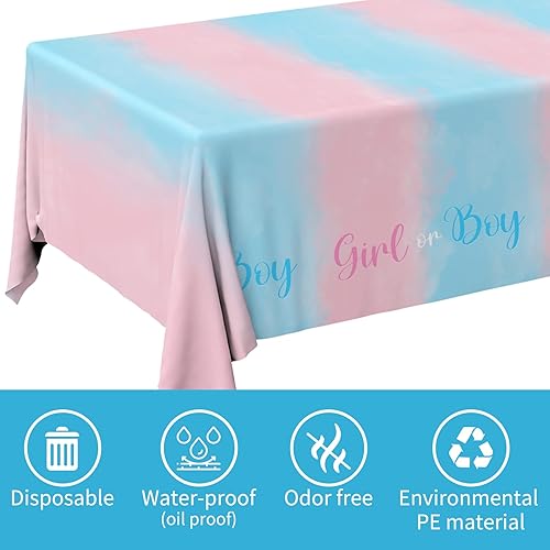 Miniatura 3 de Suministros para fiestas de revelación de género, mantel desechable de plástico impermeable para niños o niñas, decoración de fiesta de revelación
