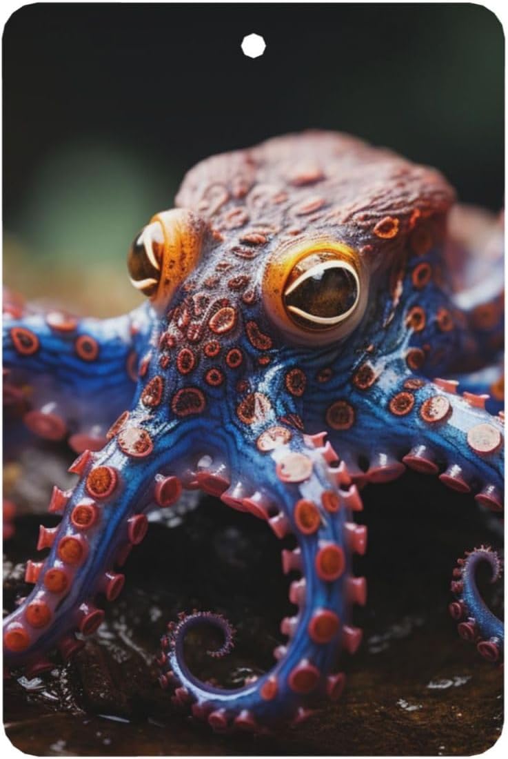 Car Air Freshener 24 PCS Blue Ringed Octopus Hanging Car Air Fresheners Auto Interior Decor Card Freshener Strong Scented Card Lavender Cars Scents for Office Bedroom Close Drawer Rectangle