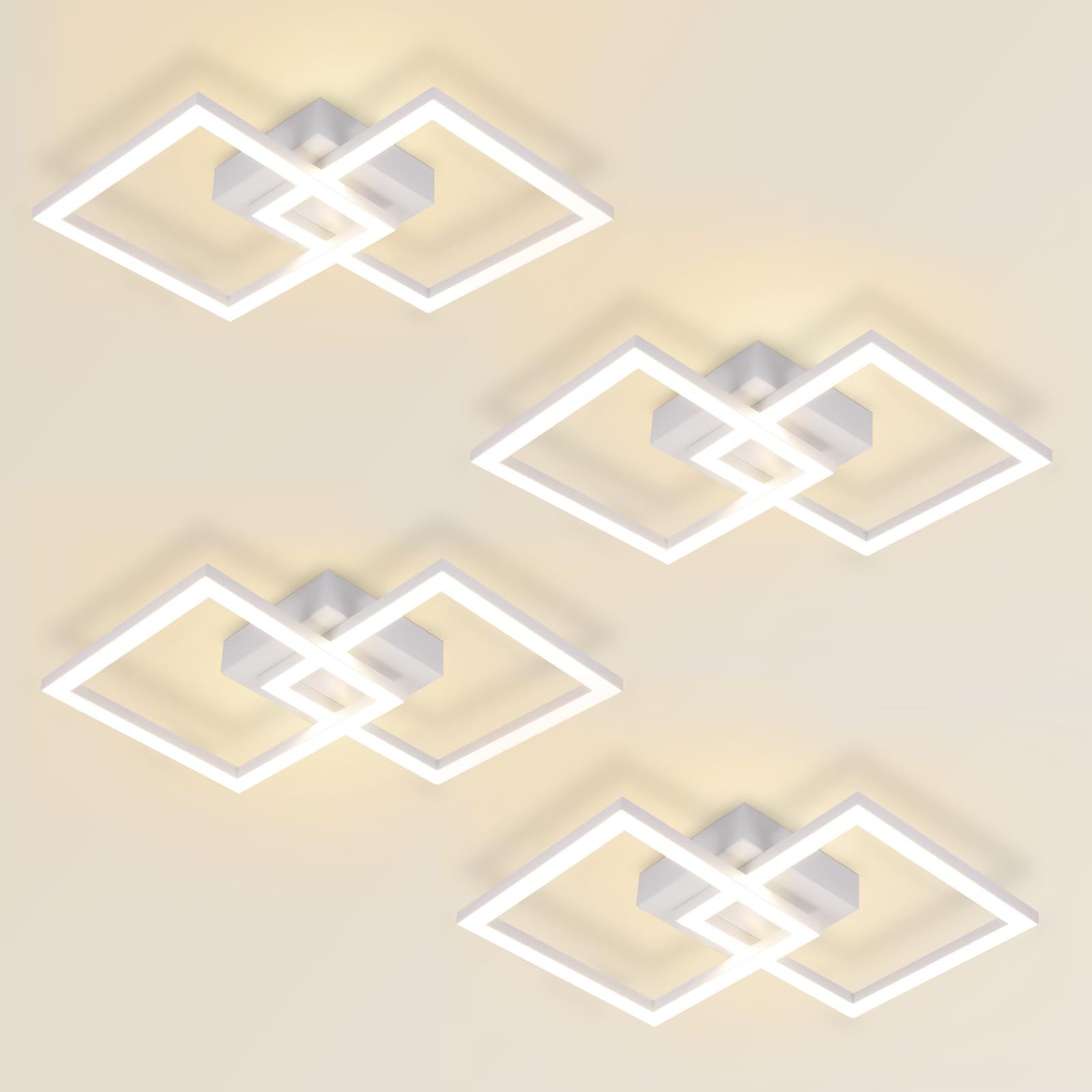 Homefire Deckenlampe LED Deckenleuchte Küche - 4ER Modern Küchenlampe 24W 4000K Wohnzimmerlampe Design Flurlampe Neutralweiß Schlafzimmerlampe Flur Deckenbeleuchtung Weiß für Kinderzimmer Schlafzimmer