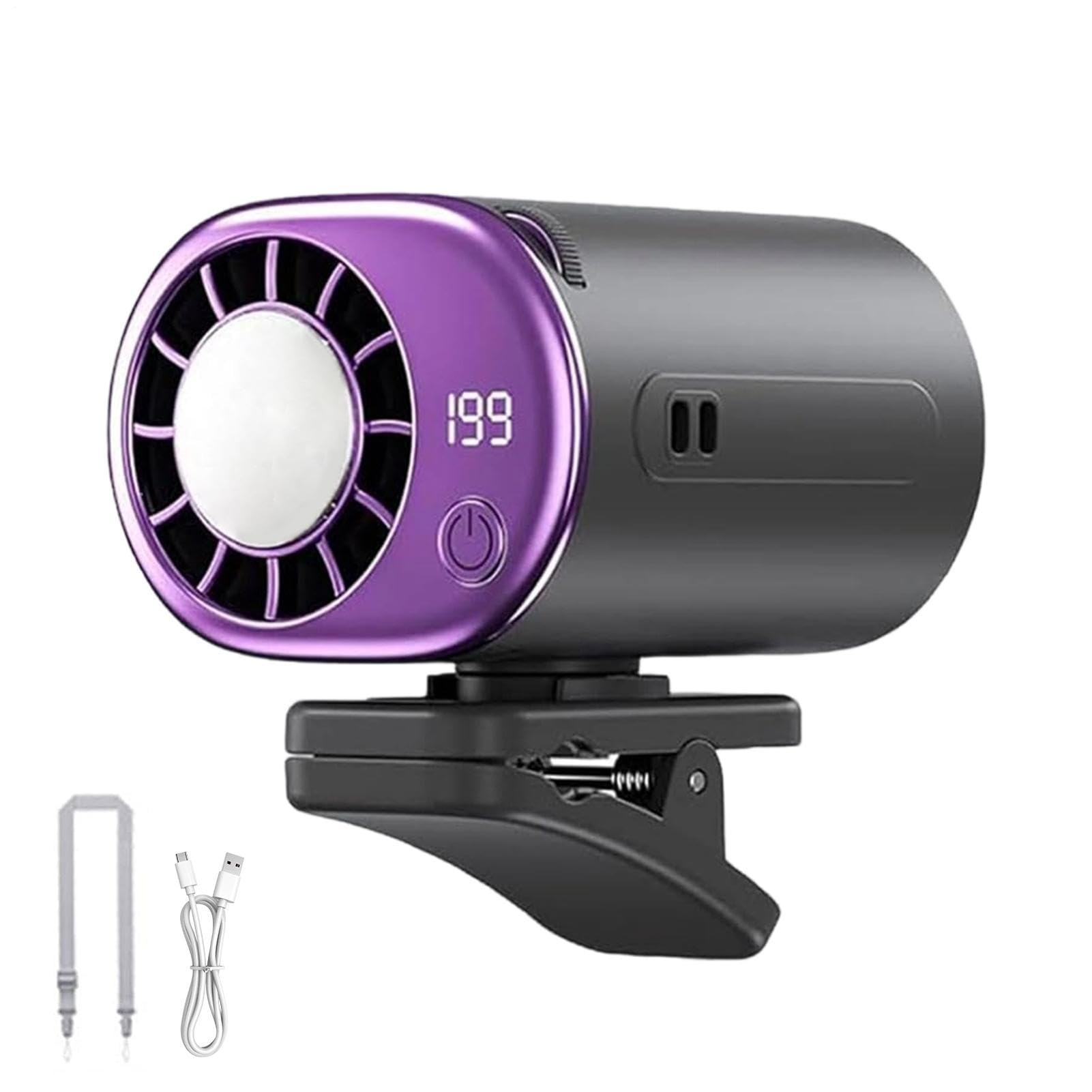 Ventilateur avec pince rechargeable à écran LED réglable pour un air frais continu