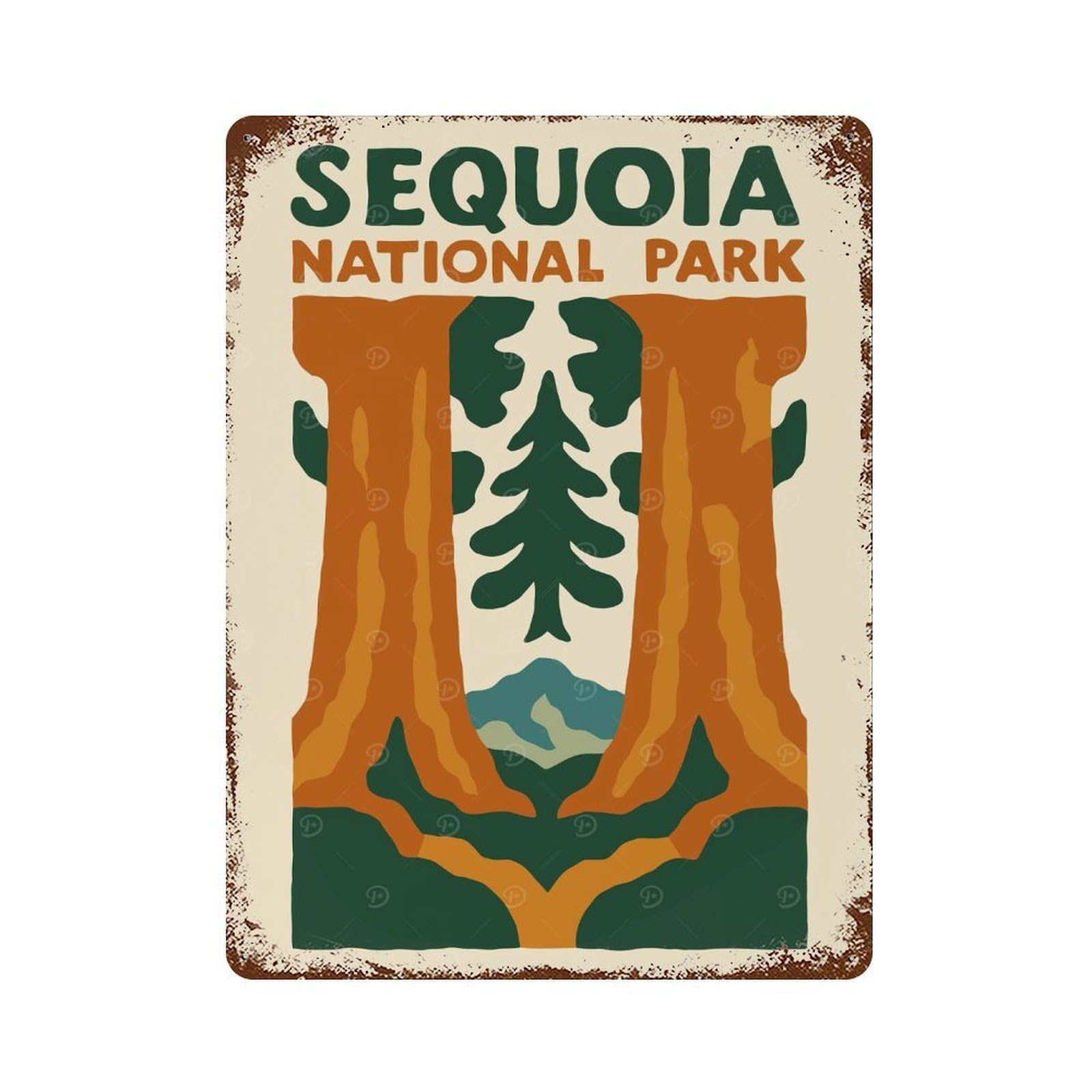 Sequoia National Park Poster Rustic Tin Plaque 15.7"x11.8", for Pub, Kitchen And Man Cave Decor, Vintage Wall Decor