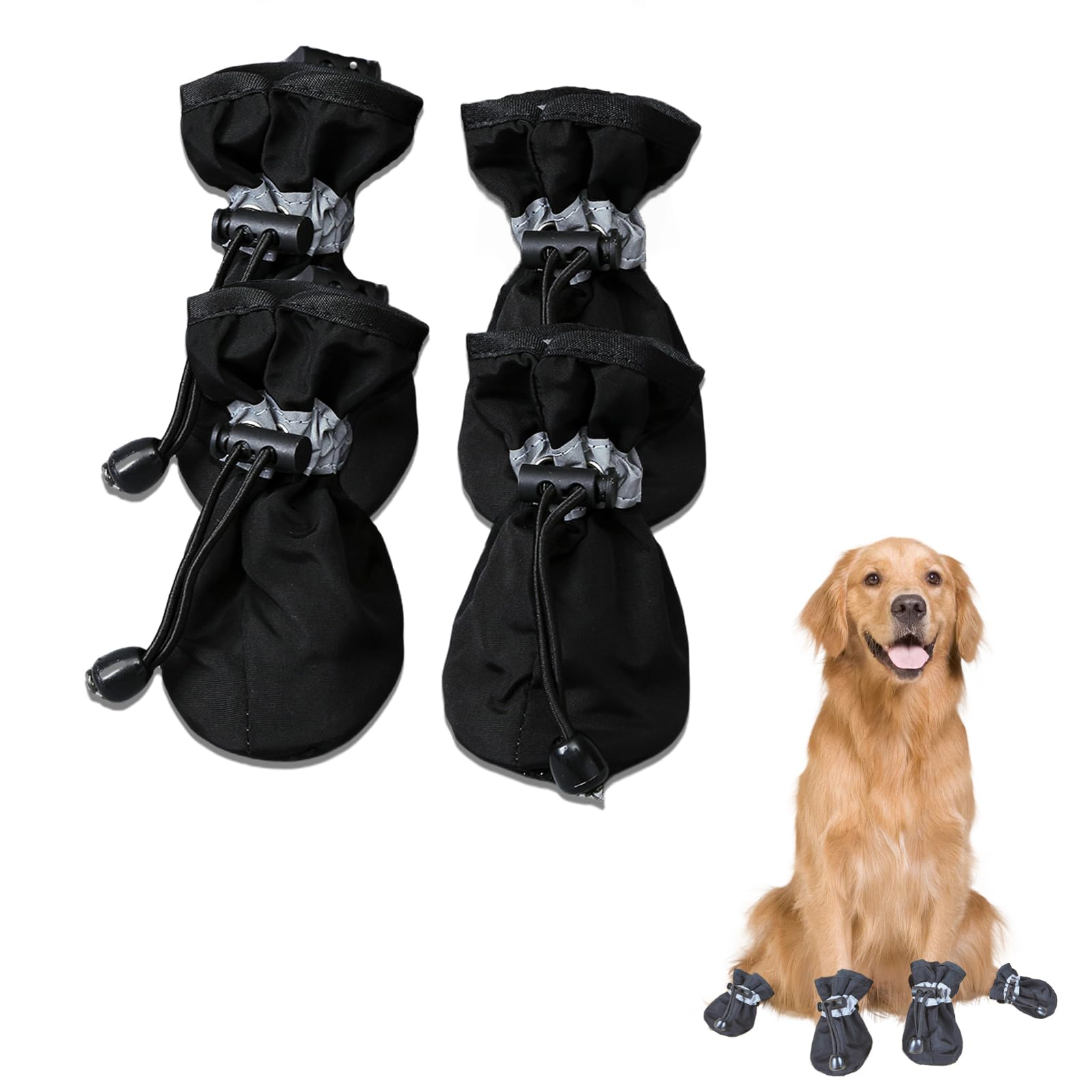 Desuibao Dog Boots for Small Medium Large Dogs with Reflective Strap