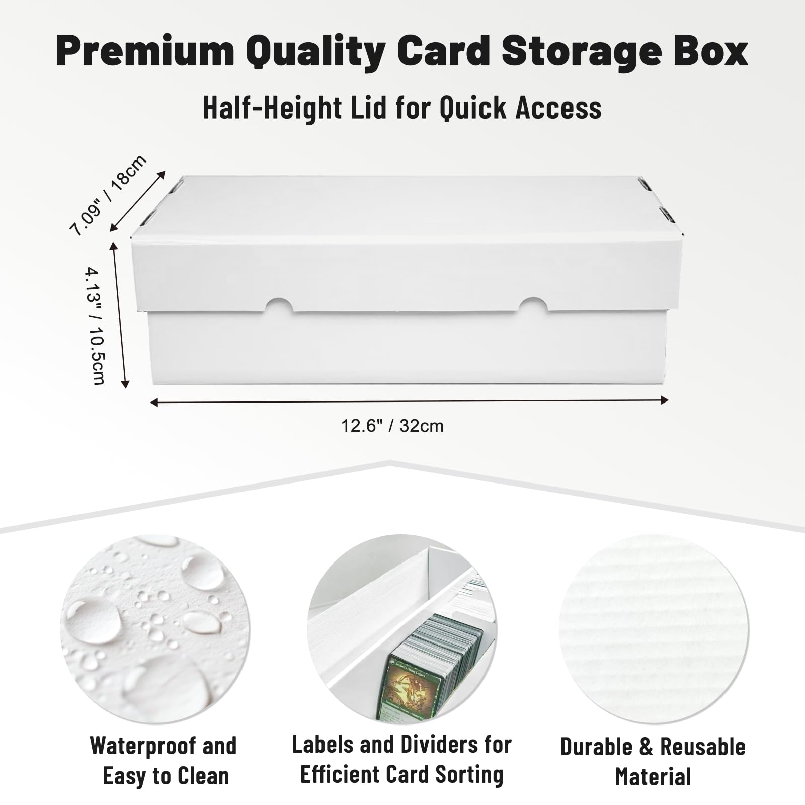 NUMINA Lot de 4 boîtes de rangement en carton à 2 rangées pour grandes collections de cartes, peut contenir 1600 cartes volantes, organiseur de cartes à collectionner robuste avec séparateurs pour