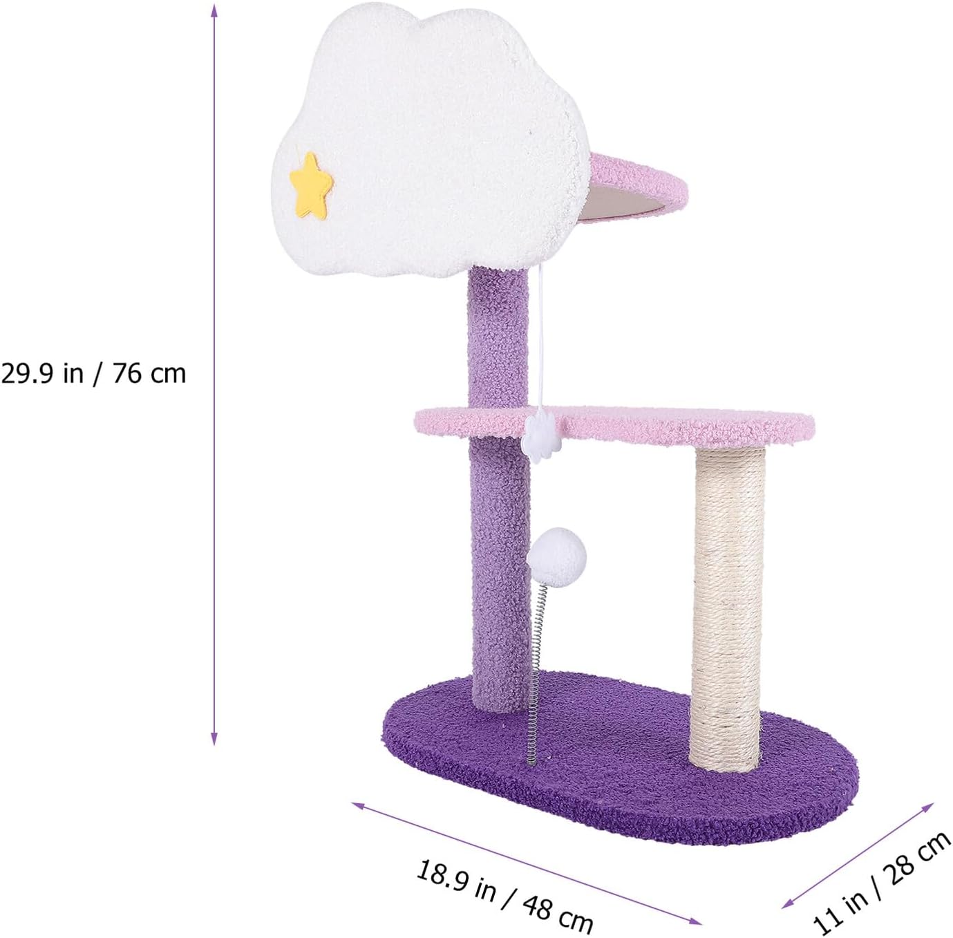 Large Cat Climbing Frame with Sisal Scratching Posts Multi-Level Cat Tree Tower Indoor Play House for Kittens