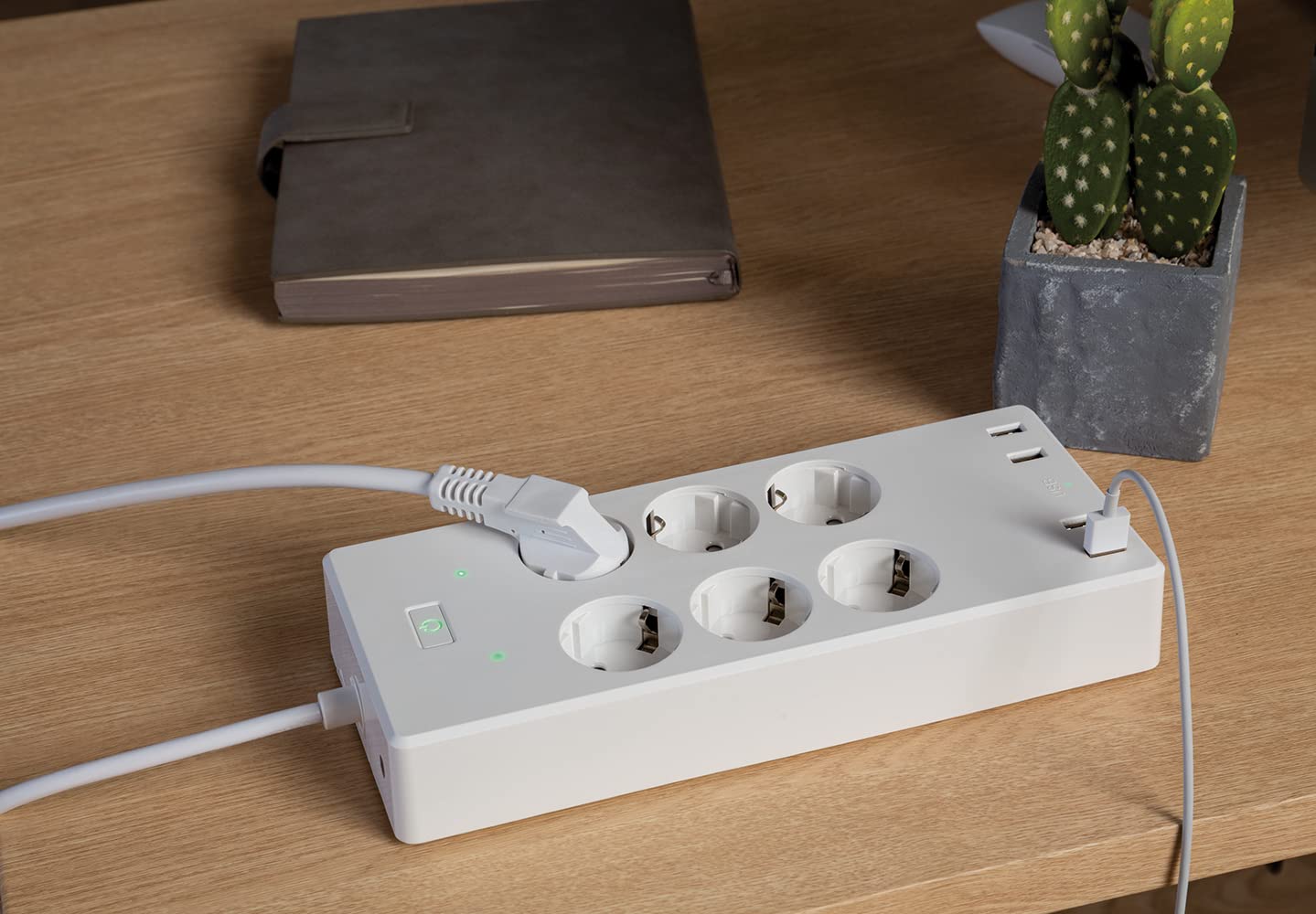 MaxTrack NW11L - Presa intelligente a 6 prese con 4 prese USB, timer, Smart Home, Google Assistant, Alexa, Smart Apps, controllo vocale, 10 porte, cavo da 1,7 m, commutabile separatamente