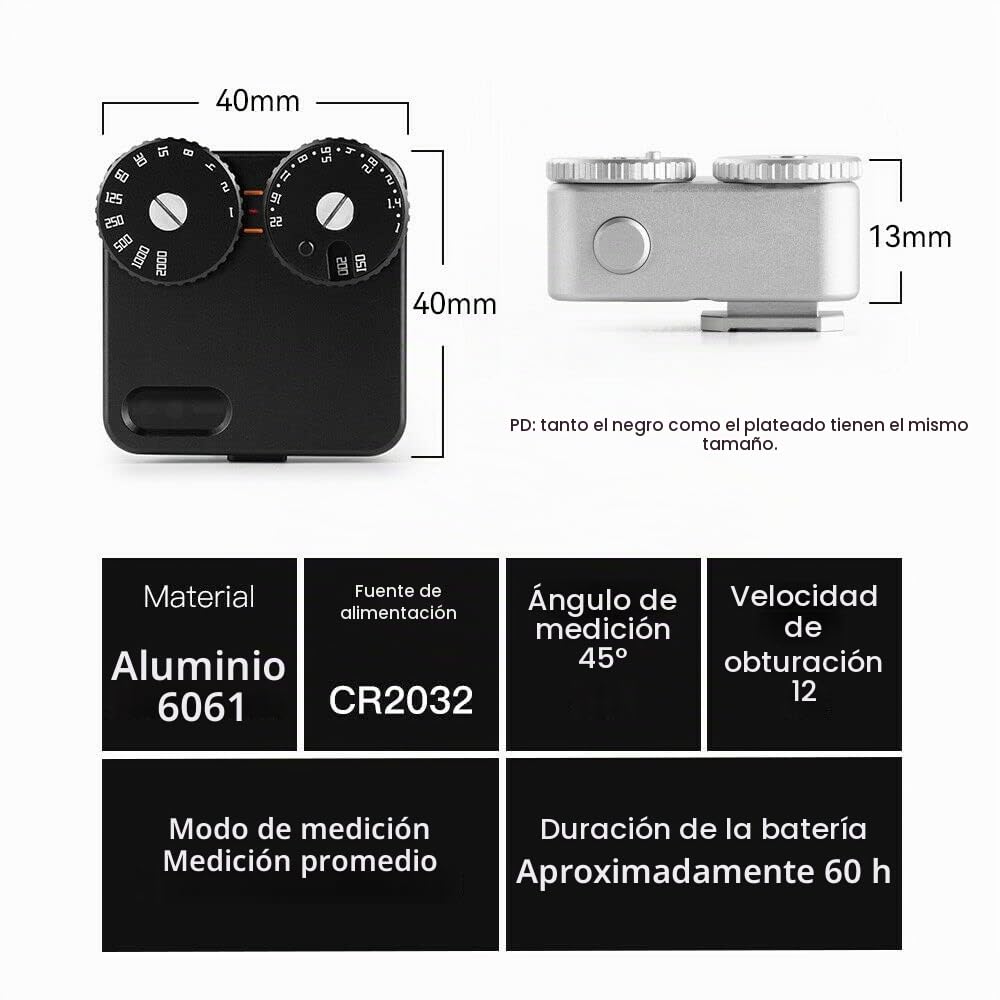 TTartisan Fotómetros Medidor de luz II, Herramienta de medición en Tiempo Real, Dos diales para Ajustar ISO, Apertura y Velocidad de obturación- Negro