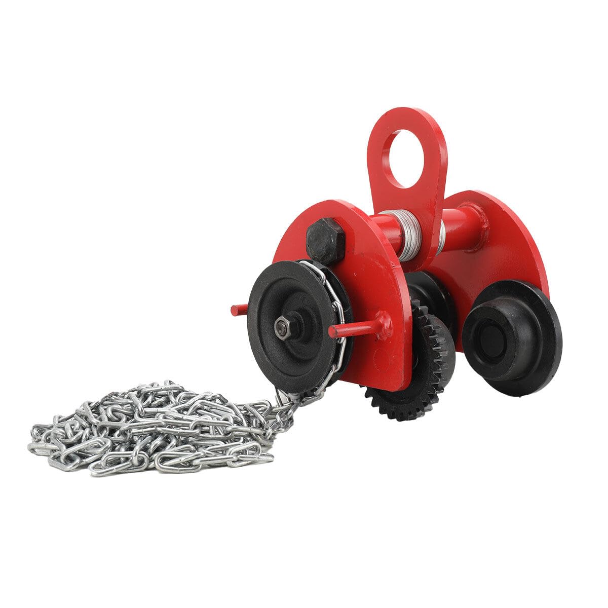 Rollfahrwerk 2000 kg Kranfahrwerk Laufkatze 80~168mm Handfahrwerk Handlaufkatze Seilwinde Kettenzug Hallenkran Haspelkette Kran Für Haben, Be- und Entladen von Materialien, mit 3m Kette