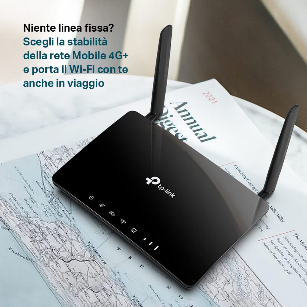 TP-Link Router Archer MR550 4G+ Cat6 300 Mbps, Wi-Fi AC1200 dual band, con SIM, microSIM, porta Gigabit LAN/WAN, MU-MIMO, senza configurazione, TP-Link Tecnologia OneMesh