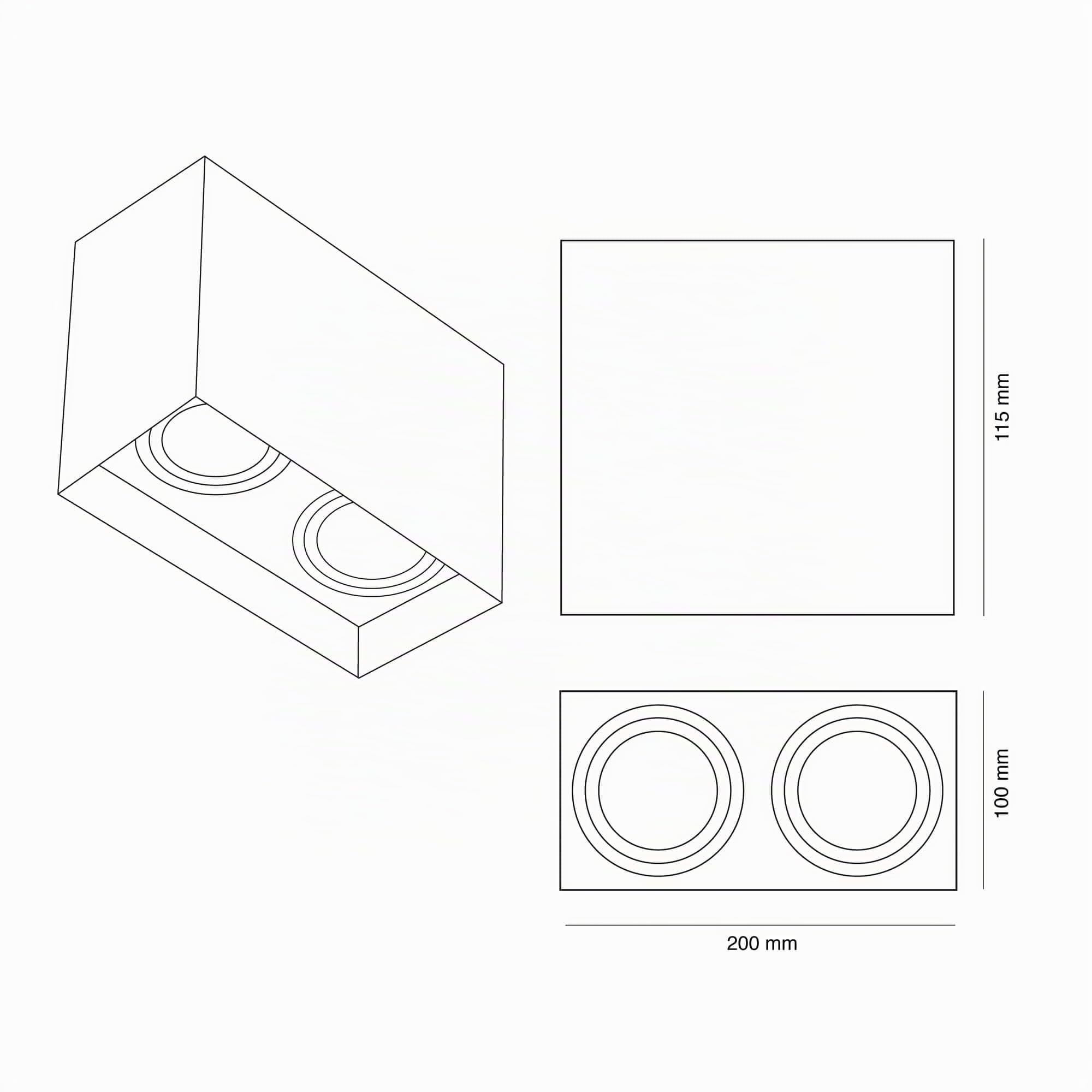 wonderlamp - Foco techo superficie 2 puntos de luz, Blanco, Orientable 30º, Bombilla GU10, Classic
