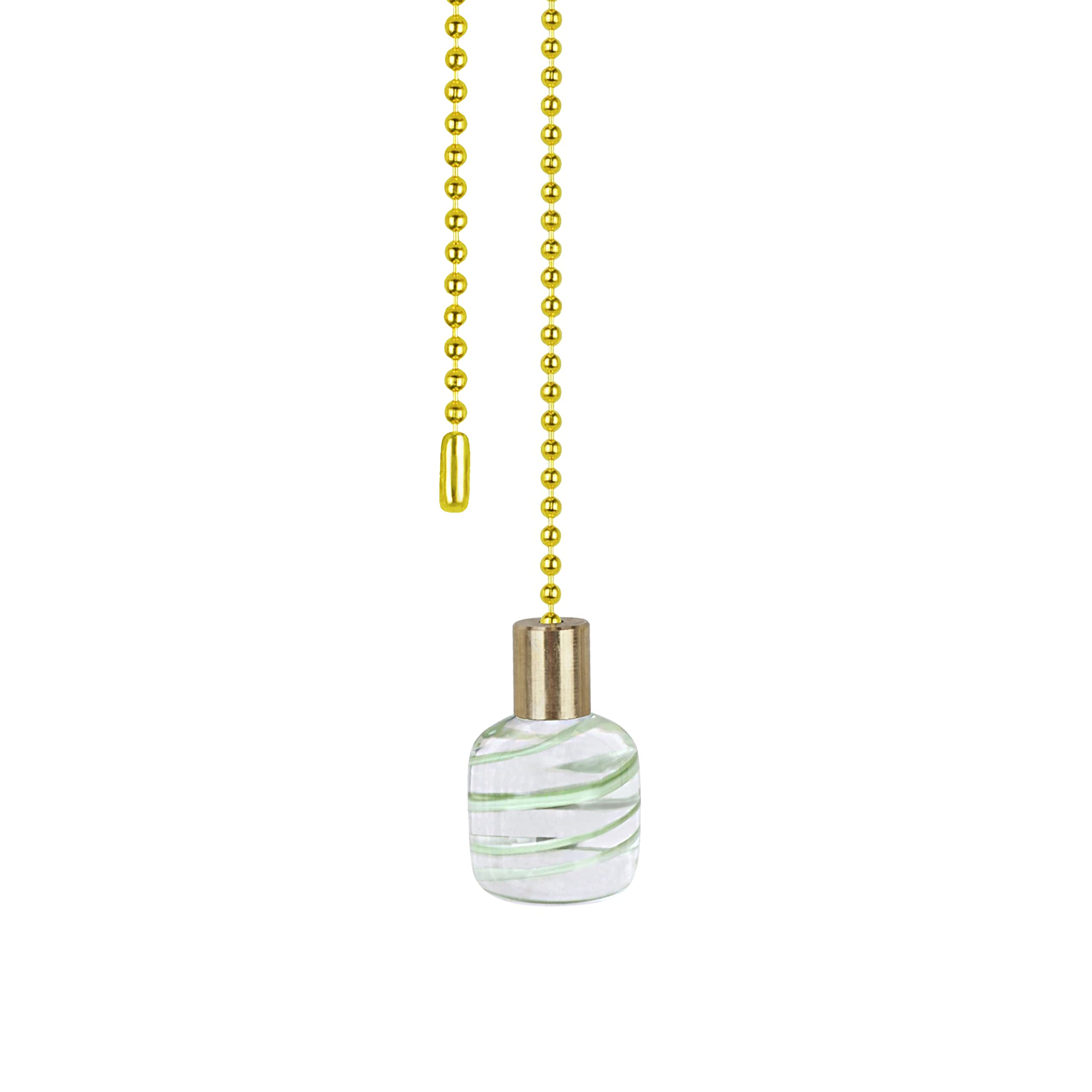 Aspen Creative 20507-11, 12" Clear with Light Green Line Glass Knob with Pull Chain in Copper, Clear &amp; Light