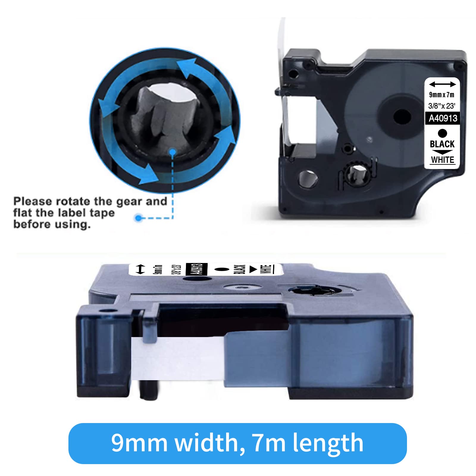 3x Ruban Étiquette Compatible Dymo D1 45013 12mm X 7m Noir Sur Blanc – Pour LabelManager 160, 210D, 280, 420P, 500TS
