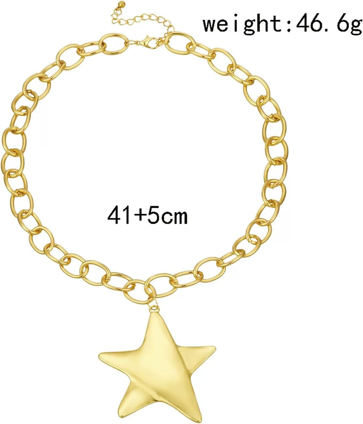 Chunky Gold Necklace for Women Men Gold Star Necklace Big Star Pendant Necklaces for Women Men Punk Vintage Jewelry - Image 4