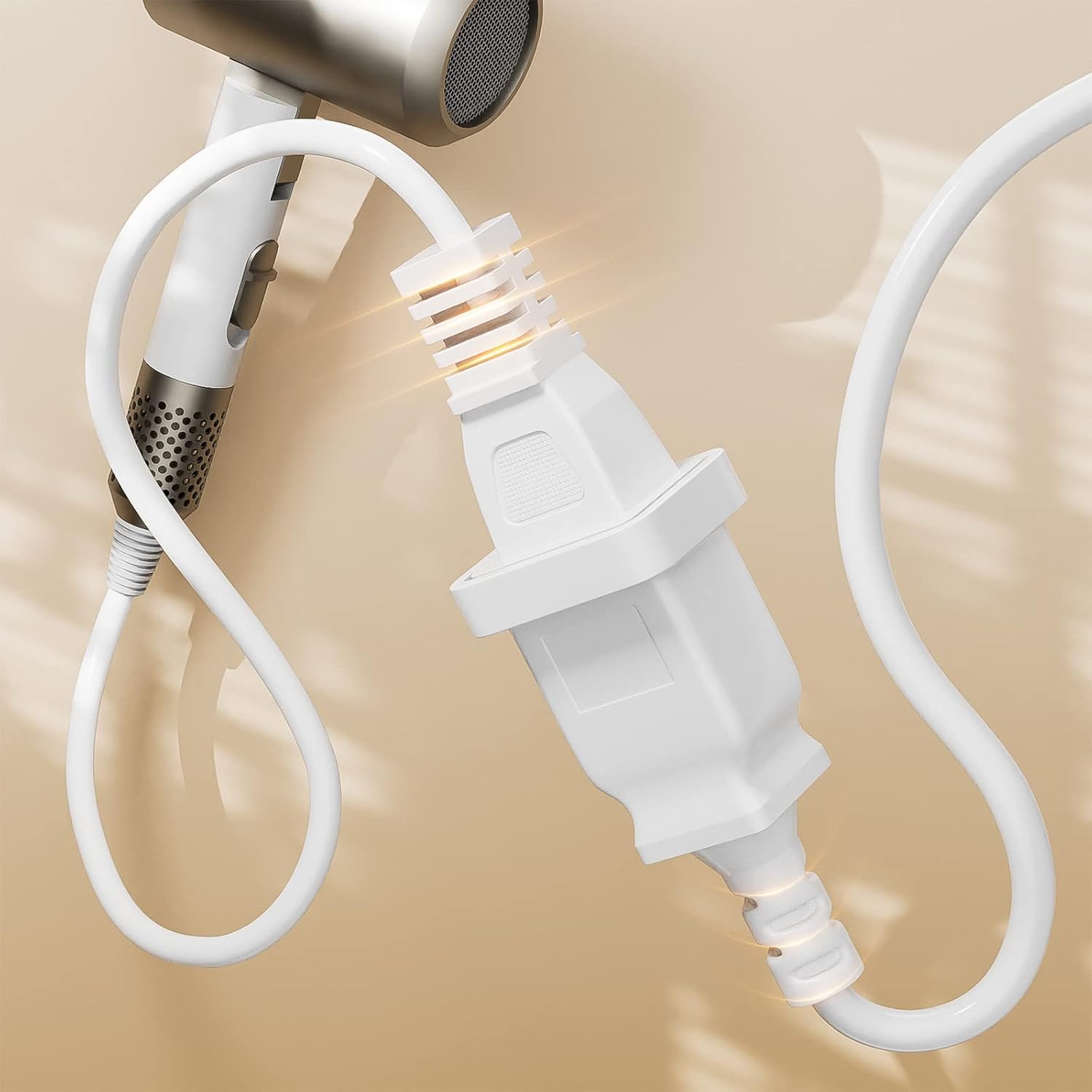 White 2 Prong Power Extension Cord 6ft, BolAAzuL Short US Male-Female Single Plug Extension Power Cable 16AWG 13A/125V SPT2 Insulated, 2 Outlet Saver Small Extension Cable 1.8m for Indoor