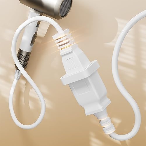 Miniatura 3 de BolAAzuL - Cable de extensión de alimentación blanco de 2 clavijas de 3 pies, cable de alimentación corto de enchufe individual macho a mujer, 16AWG