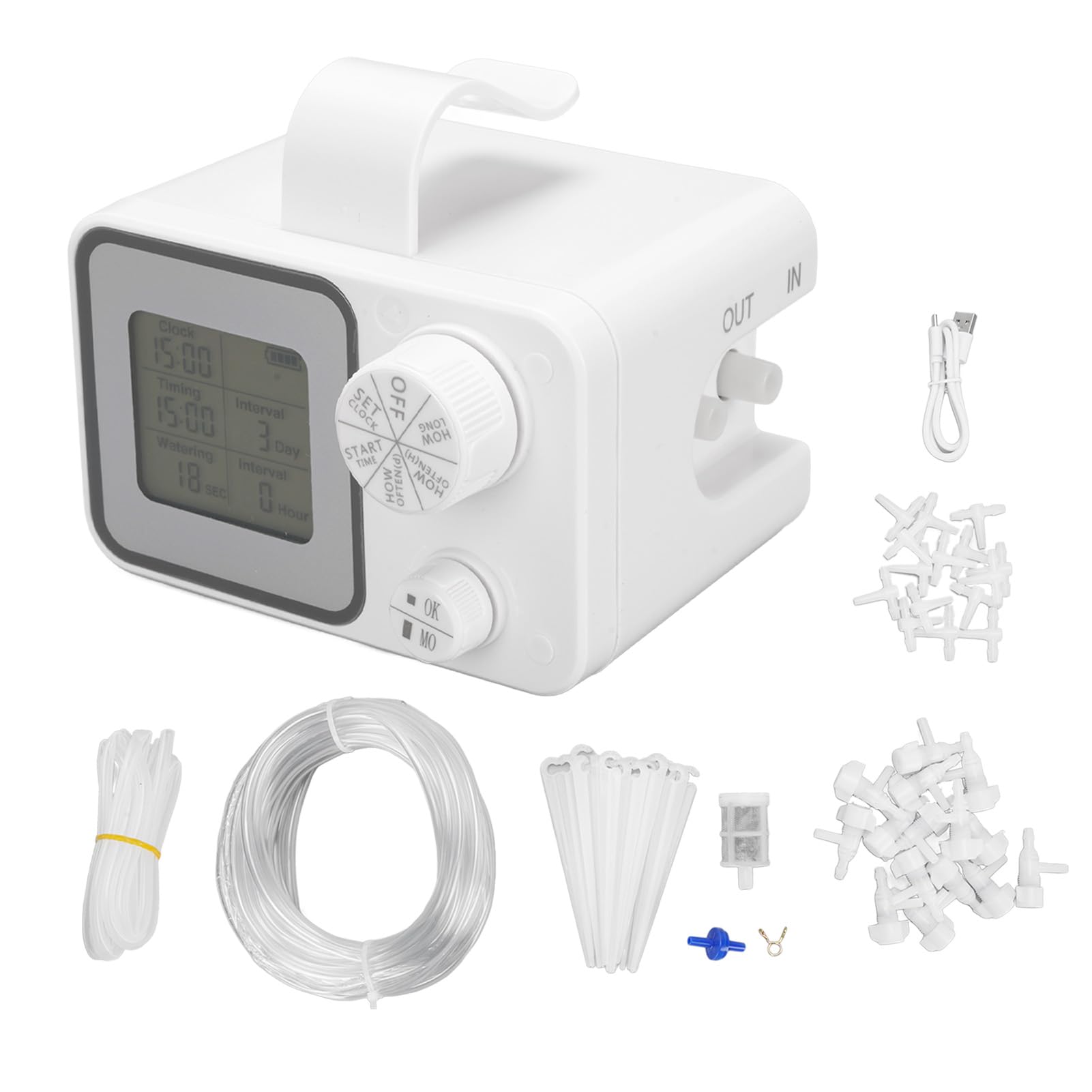 Automatic Watering Timer Kit,LCD Display Programmable Timer Plant Waterer Irrigation Kit Plant Automatic Watering Timing Device for Garden Balcony Office Greenhouse