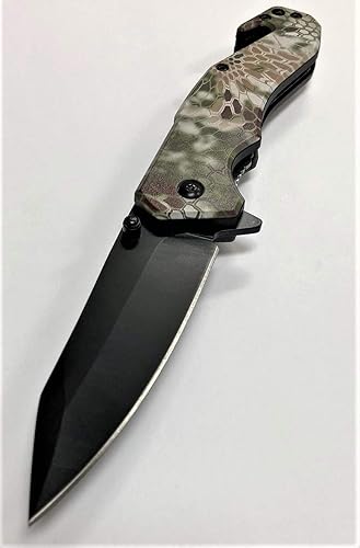 Miniatura 2 de Cuchillo de bolsillo táctico EDC de 8 pulgadas con gráficos impresos UV mango ABS con forro de acero.