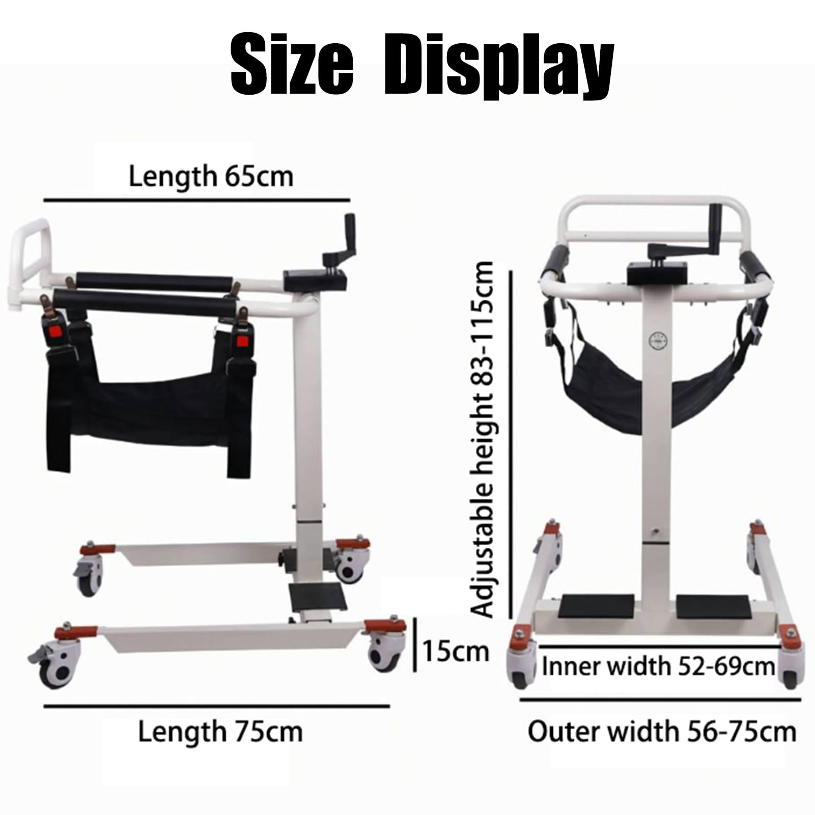 Silla de Transferencia con Grúa 4 en 1 Silla de Transferencia Elevador de Pacientes,Silla de Ruedas para el hogar, Ayuda de Transferencia,Ajustable en Altura/Anchura