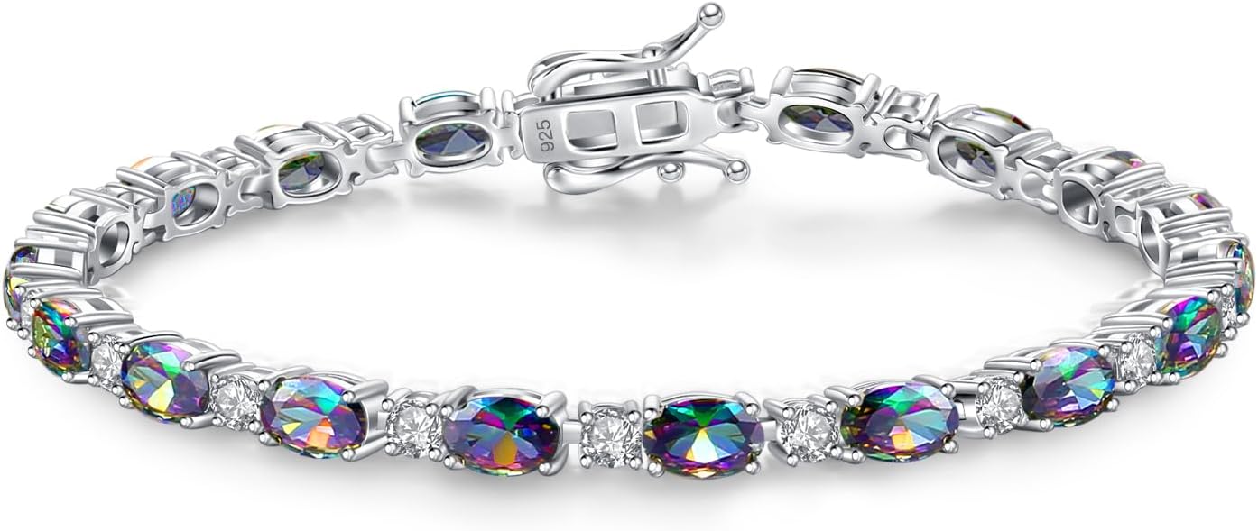 Birthstone Bracelets Sterling Silver Tennis Bracelets Charm Fine Jewelry Birthday Gifts for Women 7"
