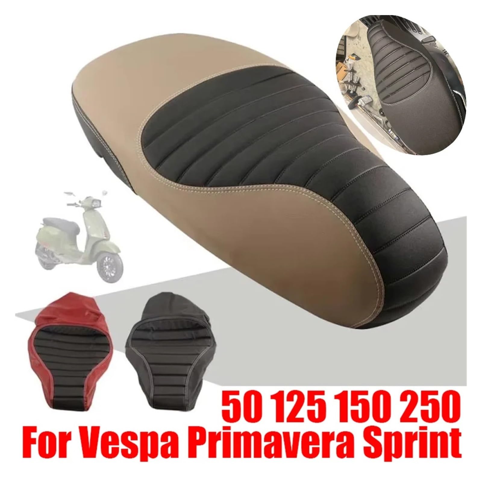 Coprisella per Moto Per Vespa Primavera Sprint 50 125 150 250 Accessori Cuscino Per Sella In Spugna Ispessita In Pelle Coprisedile Coprisedile Protettivo