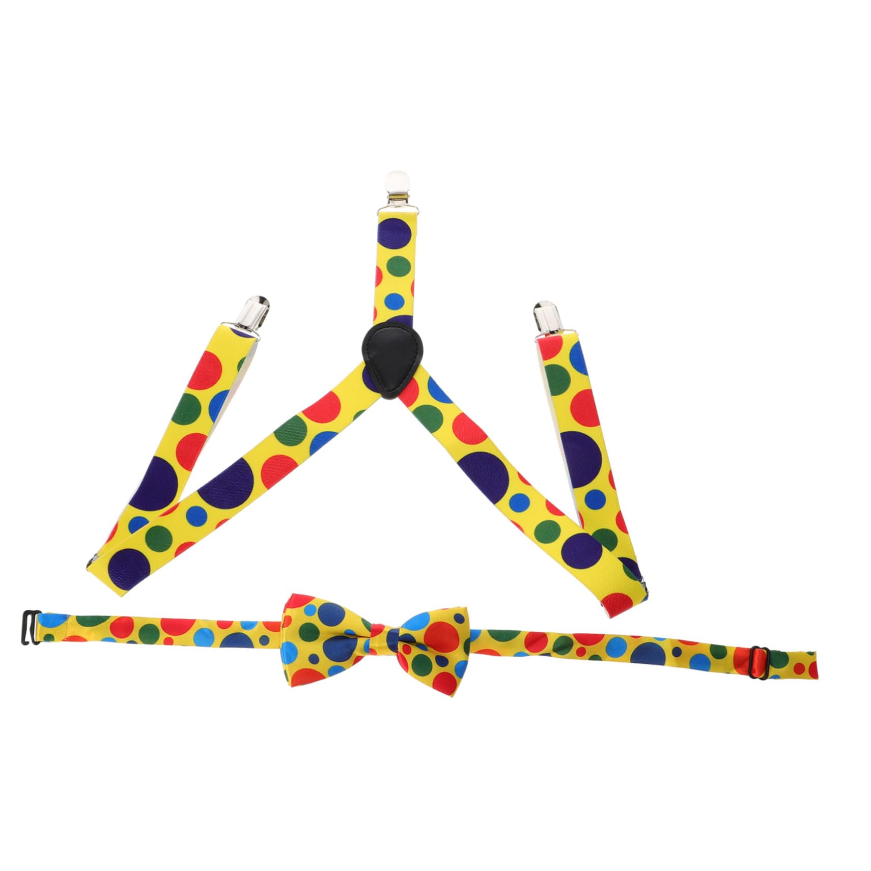 WOFASHPURET Clown Suspender Bow Tie Colorful Dot Design Great for Dress up Parties