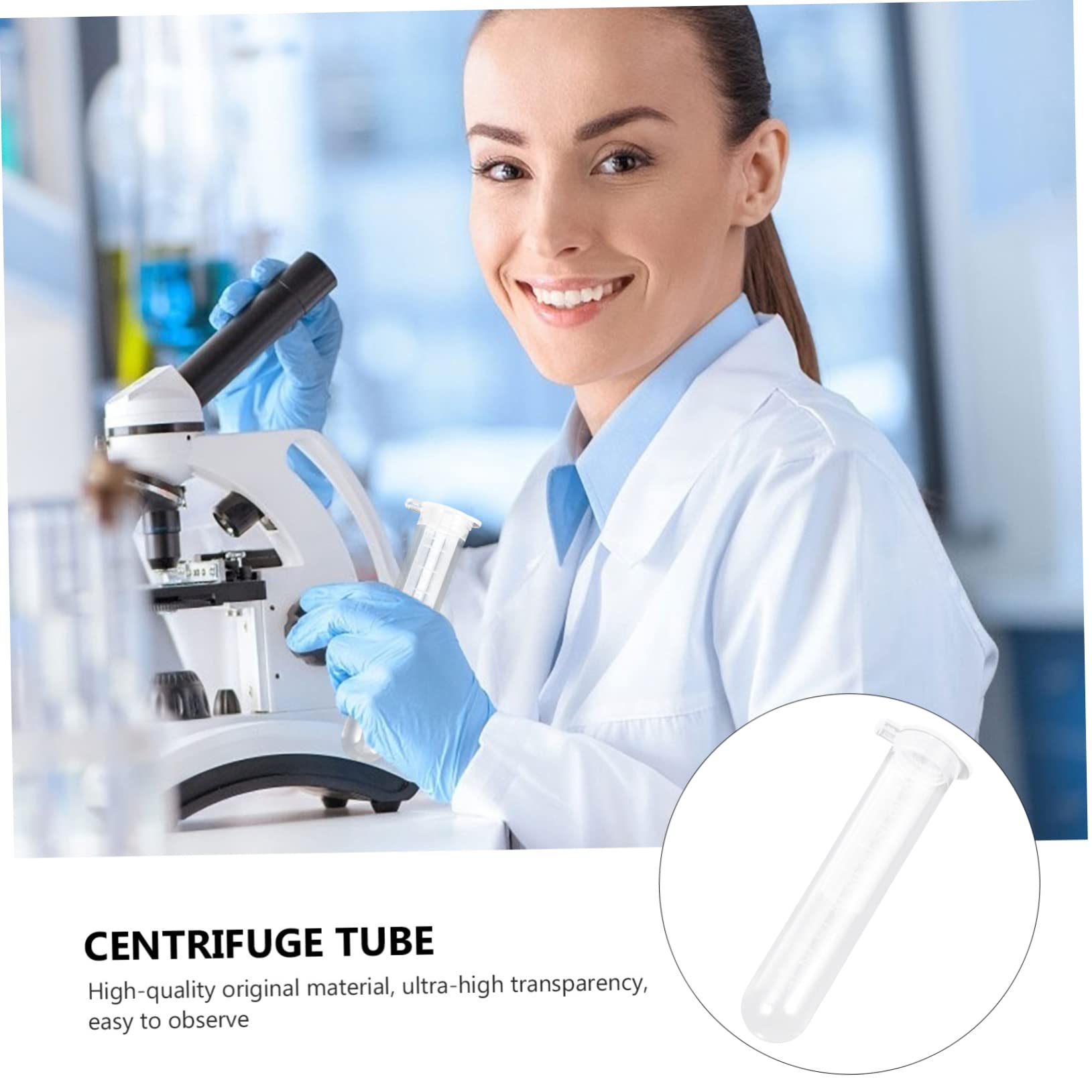 VALICLUD 200 Provette Centrifuga in Plastica da 10ml Scala Graduata per Esperimenti Scientifici, Confezione da 200 Pezzi per Biochimica e Analisi di Campioni