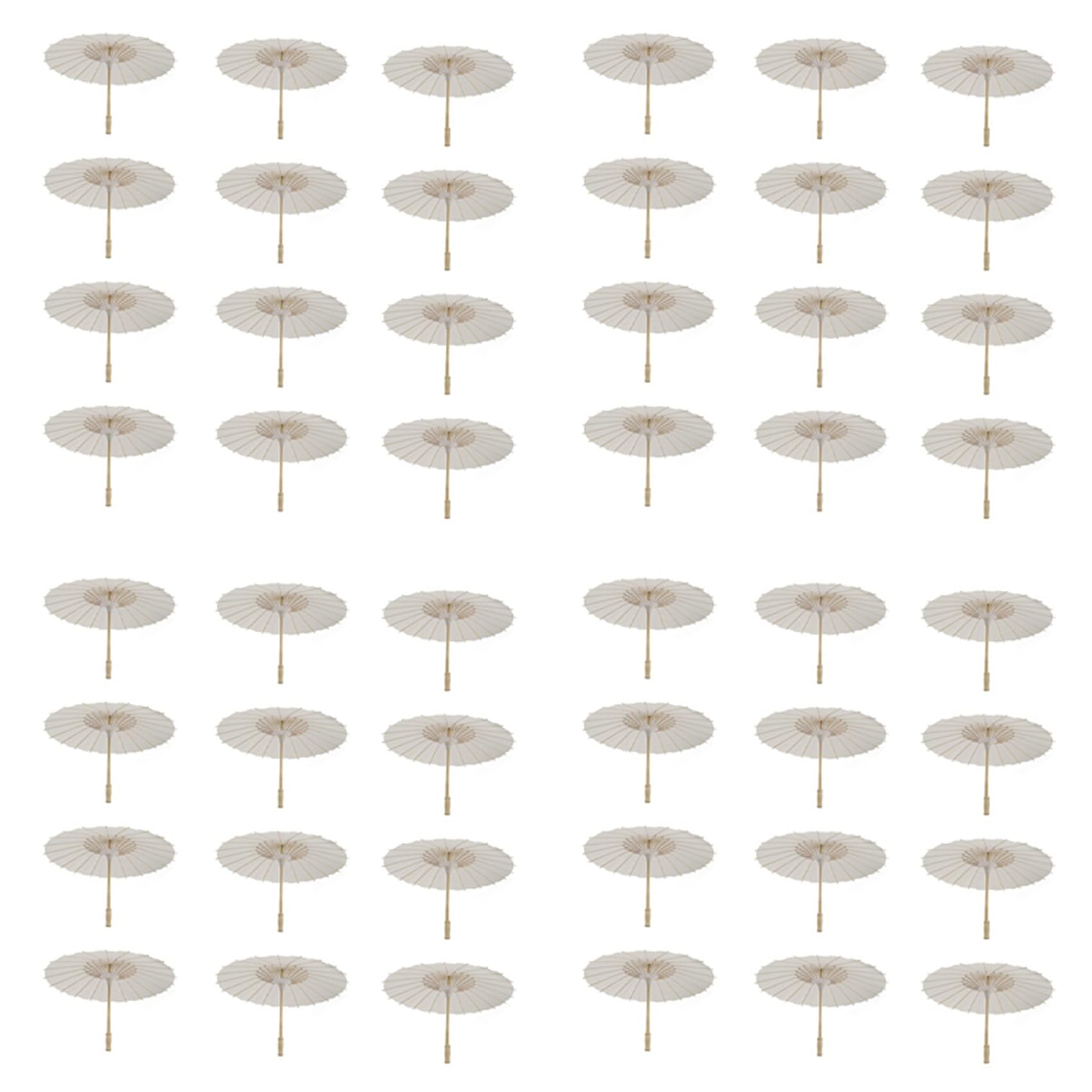 Vjsujehgy 48PCS Paper Parasol Beach Umbrella White DIY Umbrella Photography Props for Baby Shower Partys Wedding 60cm/23.6inch