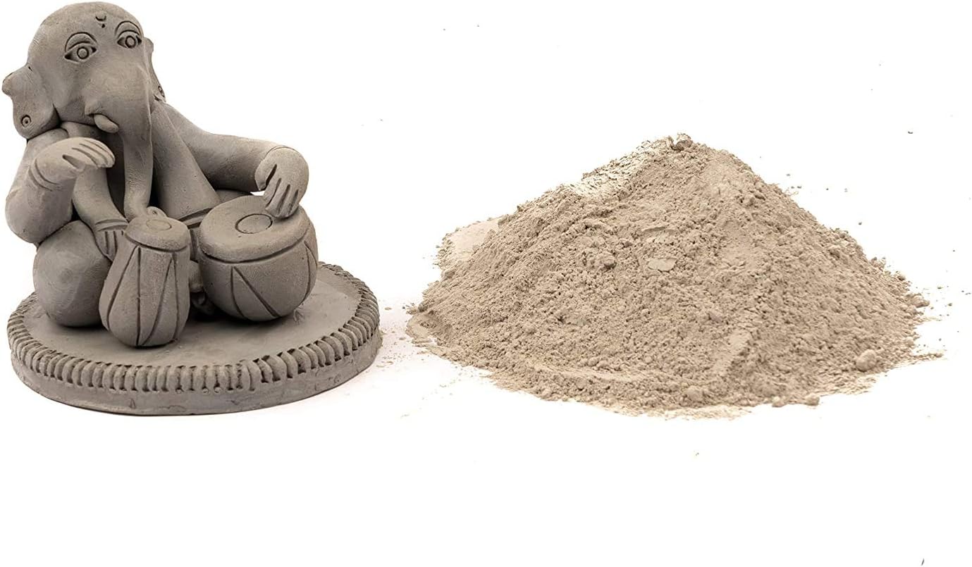 DIY Shadu Earthen Clay Powder Bag Ready To Use For Home Made Organic Eco-Friendly Ganesha Making| Non Toxic 1 Kilogram - White