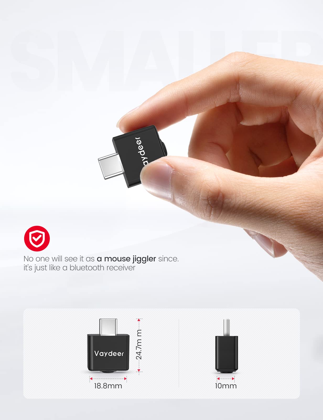 VAYDEER Mini Agitateur De Souris En Métal - Alliage Aluminium - 3 Modes Mouvement - Minuterie 8H - Indétectable USB