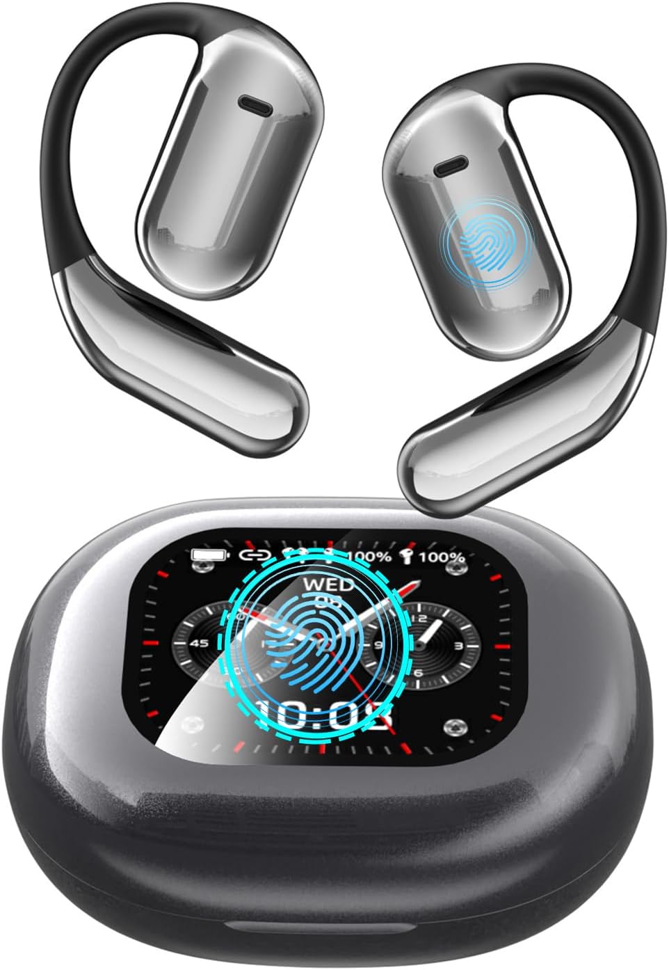 Piegricdiat Open-Ear Headphones | Ultra-Comfort, Lightweight Design, Snug Fit | Ergonomic Ear Hooks, Robust Bass, 80H Playtime, Bluetooth 5.4 App Control, Clear Calls, Wireless Earbuds (Black)