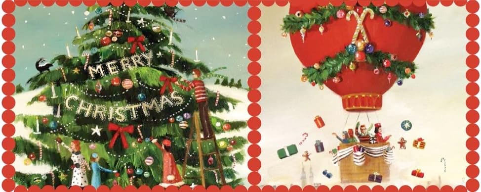 New York Puzzle Company Janet Hill Christmas Greetings 15oz Porcelain Multi-color, Microwave & Dishwasher Safe 4.25''x5'' Cylindrical Mug