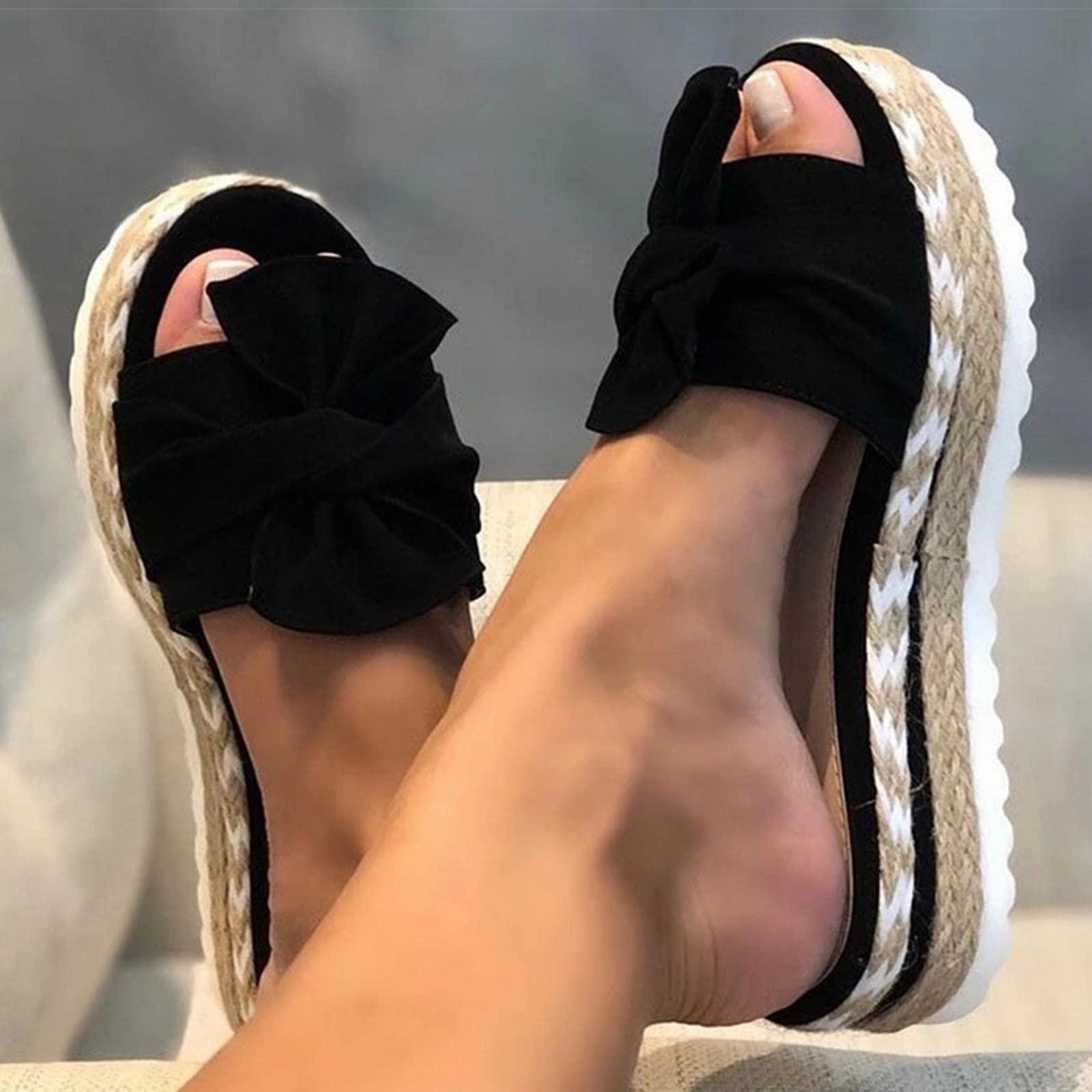 MOGSA Pantuflas de verano para mujer, sandalias de tacón con cuñas, zapatos para mujer, sandalias de plataforma de verano