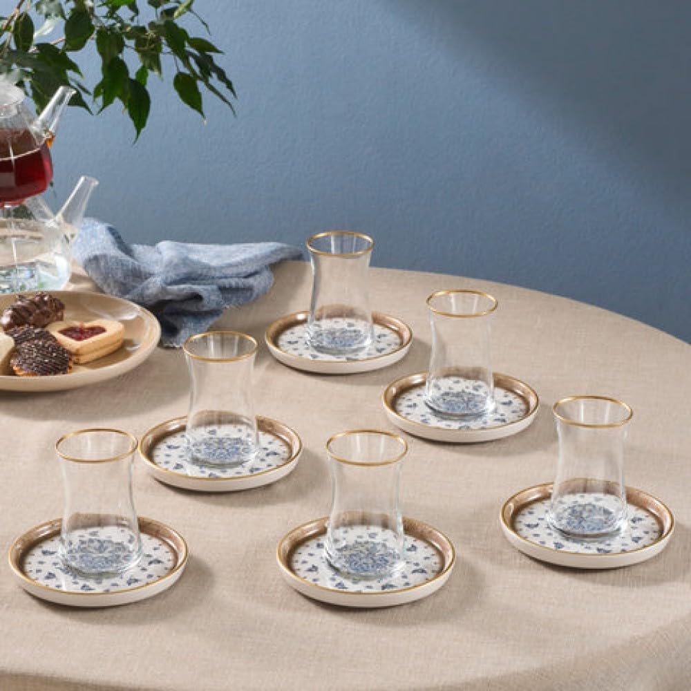 Service à thé Karaca Tulip coffret de 12 pièces cadeau idéal pour la maison