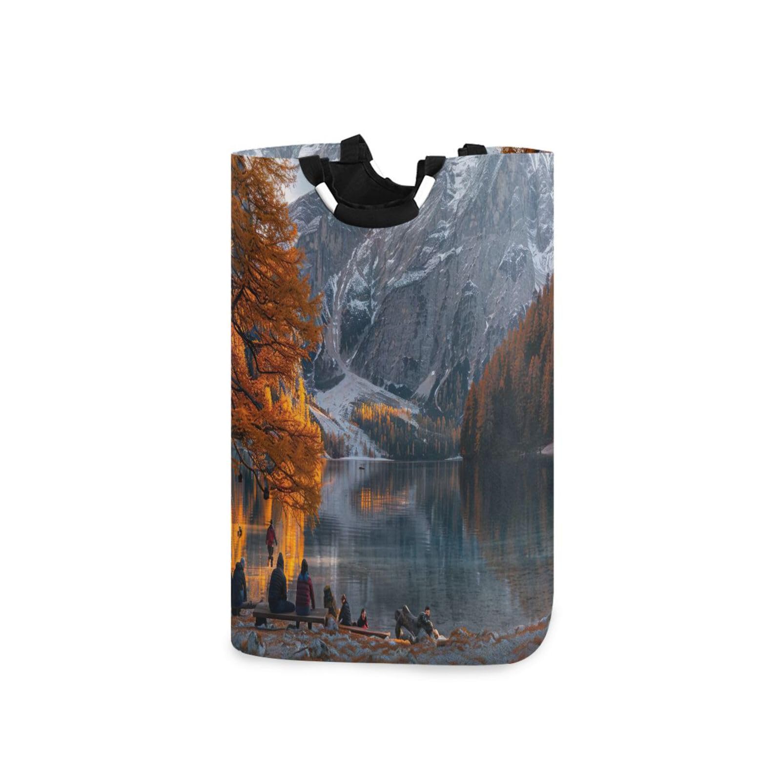 Jihqo Laundry Hamper Basket Fall Mountain Landscape Collapsible Nursery Storage Bin Waterproof Clothing Baskets for Home Bedroom Bathroom Washing Room