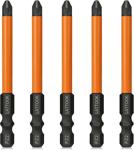 LATTOOK Pozidriv Phillips - Juego de puntas de destornillador, 5 unidades, vástago hexagonal de 14 de pulgada, acero S2 con imán para destornillador