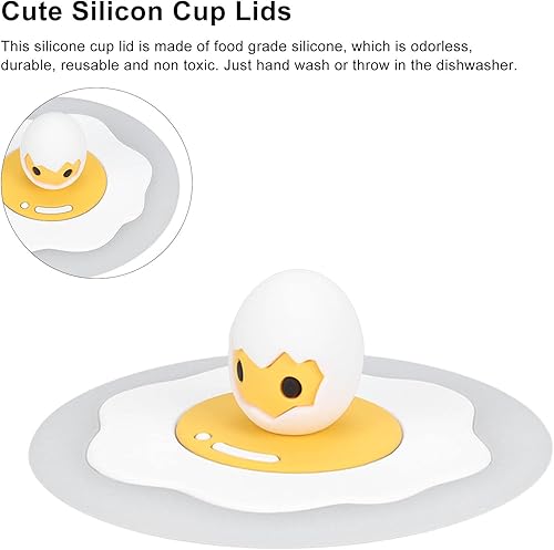 Miniatura 3 de Tapa de taza de silicona, nueva bonita tapa de taza de silicona de grado alimenticio a prueba de fugas para bebidas frías y calientes (amarillo)