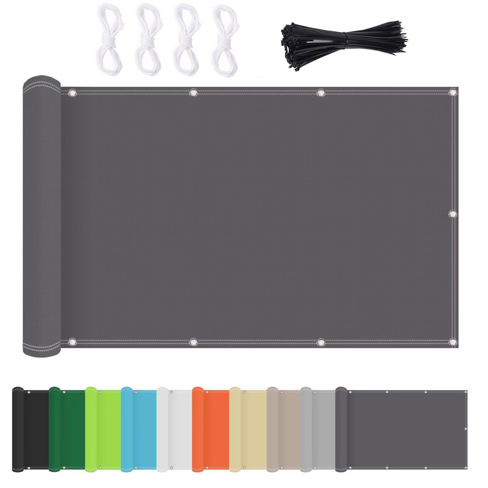 Frangivisto Balcone Protezione Rettangolare,Tenda Parasole Impermeabile Anti-UV Antistrappo, Vela Ombreggiante con Occhielli Facile da Installare Grigio Scuro 0.75x10m