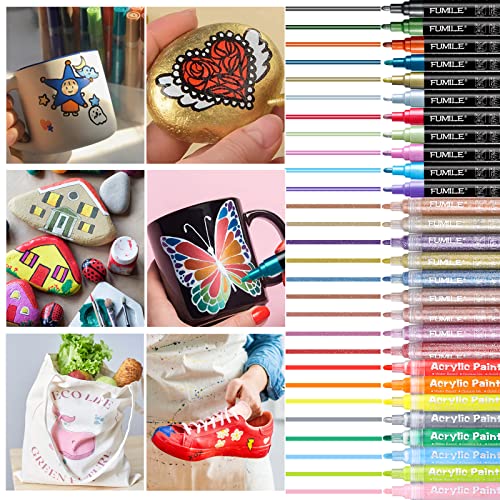 Fumile Acrylic Paint Pens,120 Colors Acrylic Paint Marker Pen Set Include Metallic Color(28Pcs),Blink Color(12 Pcs) And Normal Color(80Pcs). Ideal For Rock, Wood, Metal, Plastic, Glass, Easter Egg. #TOP4