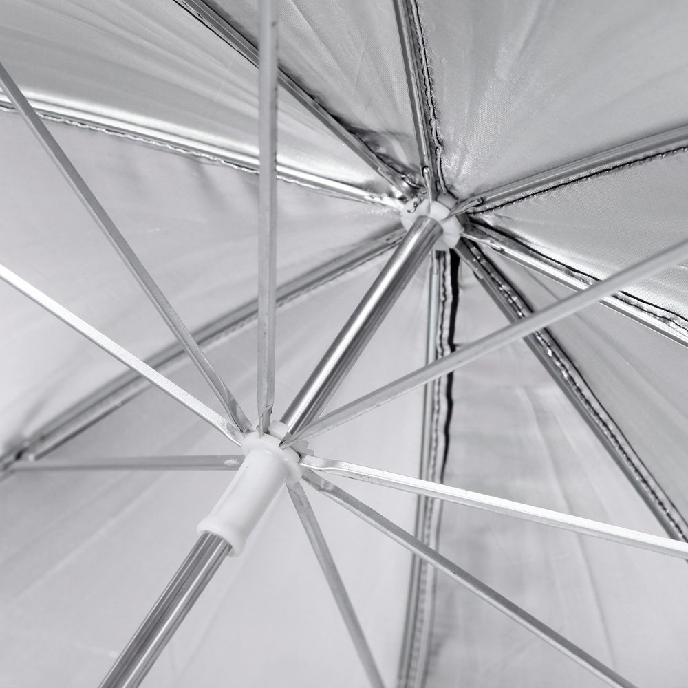 33in Umbrella Reflector, Black Silver Flash Light Studio Photo Strobe for Portrait Group Large Object Shooting, Go Pro, Ideal Level Photographers