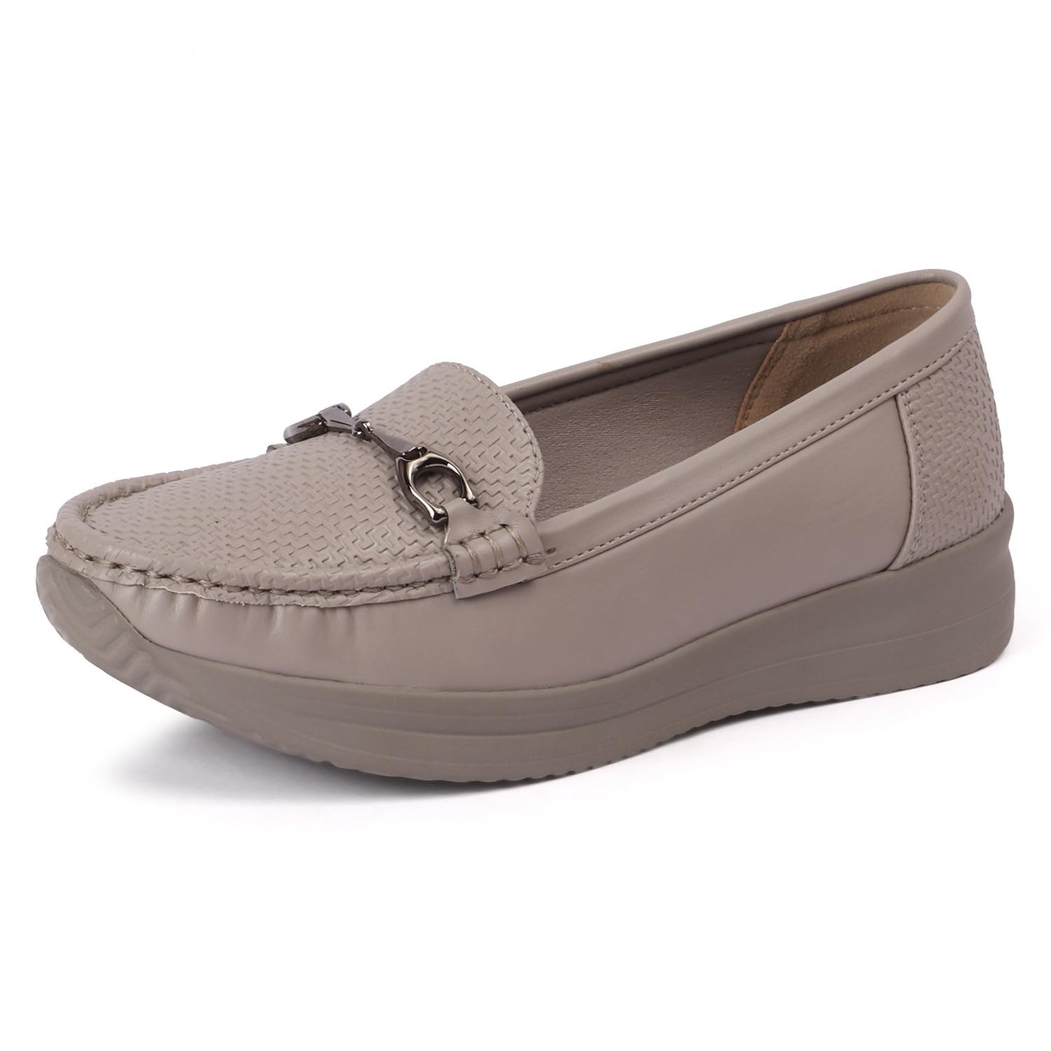 vendoz Women’s Platform PU Sole Loafers | Ultra Lightweight I Stylish Slip-On Casual Shoes with Metal Buckle | Comfortable Everyday Mocassins Ballet I for Casual Office Formal Wear LF866-picture-30