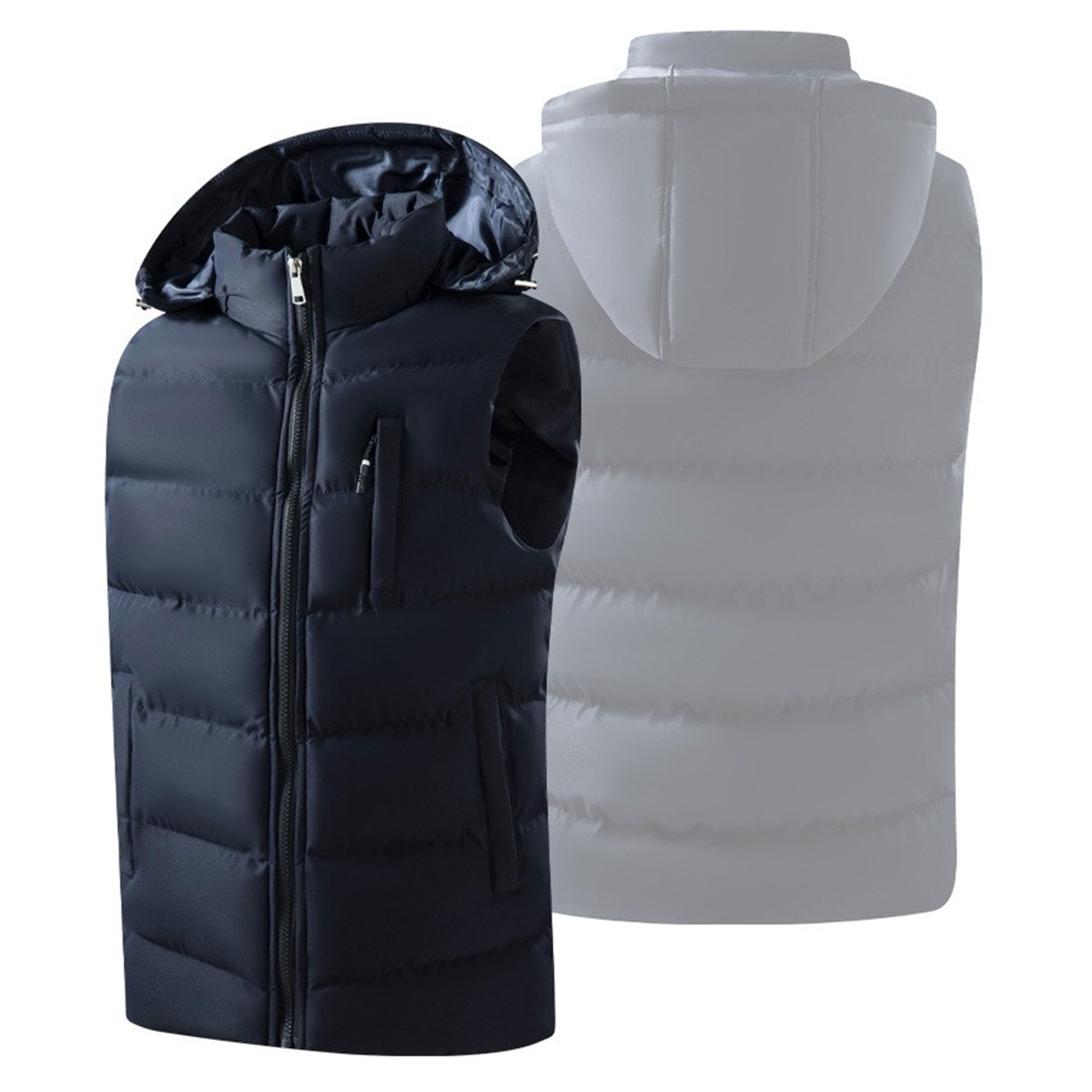 JEShifangjiusu Gilet invernale da uomo con cappuccio giacca senza maniche con cerniera Puffer Vest per gli uomini All'aperto Stand Collar Down Vest Coat