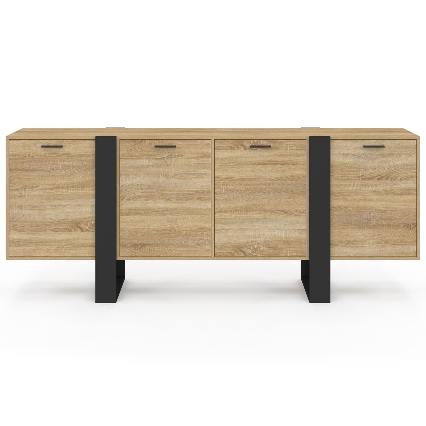 IDMarket - Buffet Enfilade 200 cm Phoenix XXL 4 Portes Bois et Noir
