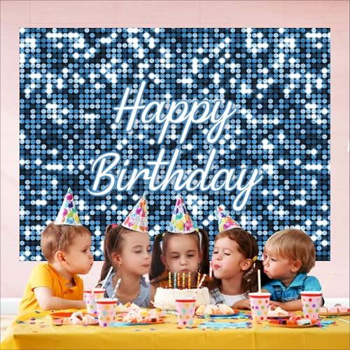 Image of Blue Birthday Backdrop 5x4 Ft | Backdrops for Decoration | Birthday Decoration Backdrop | Banner for Kids Theme Party