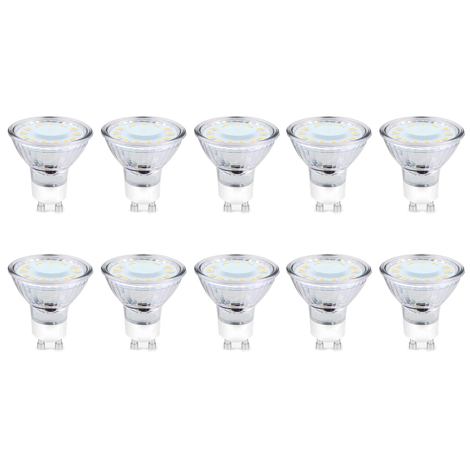 X charmerGU10 LED Light Bulbs, LED GU10 Glass Bulbs Warm White 2700K, 50W Halogen Equivalent, 4W 400LM Energy Saving Light Bulb, 120° Beam Non-dimmable, 10 Pack