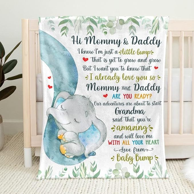 Astriid Hi Mommy and Daddy Blanket from Baby Bump, I Know I'm Just A Little Bump, Custom Elephant...