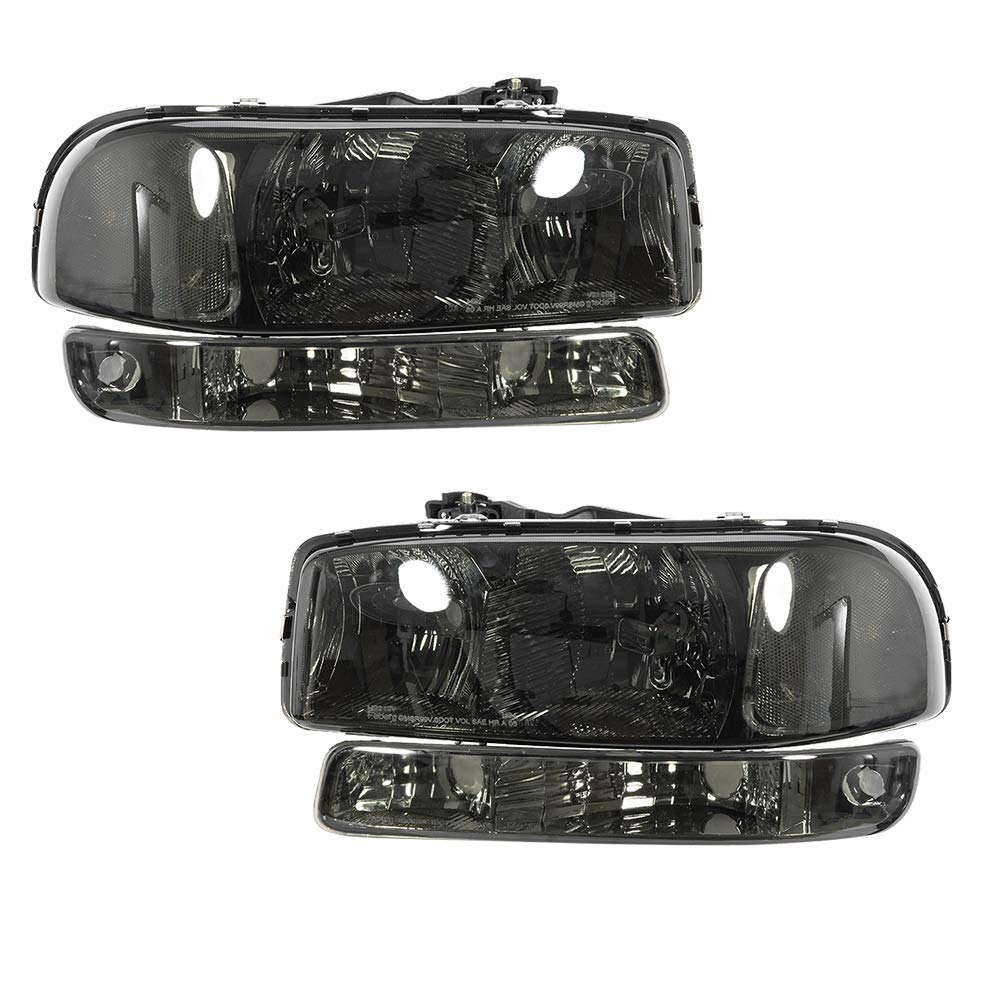 Photo 1 of MILLION PARTS Headlight Assembly Compatible with GMC 99-06 Sierra 1500/Classic 2007/GMC Yukon 2000-2006 Smoke Housing Clear Lens Clear Reflector Driver and Passenger Side Headlamp